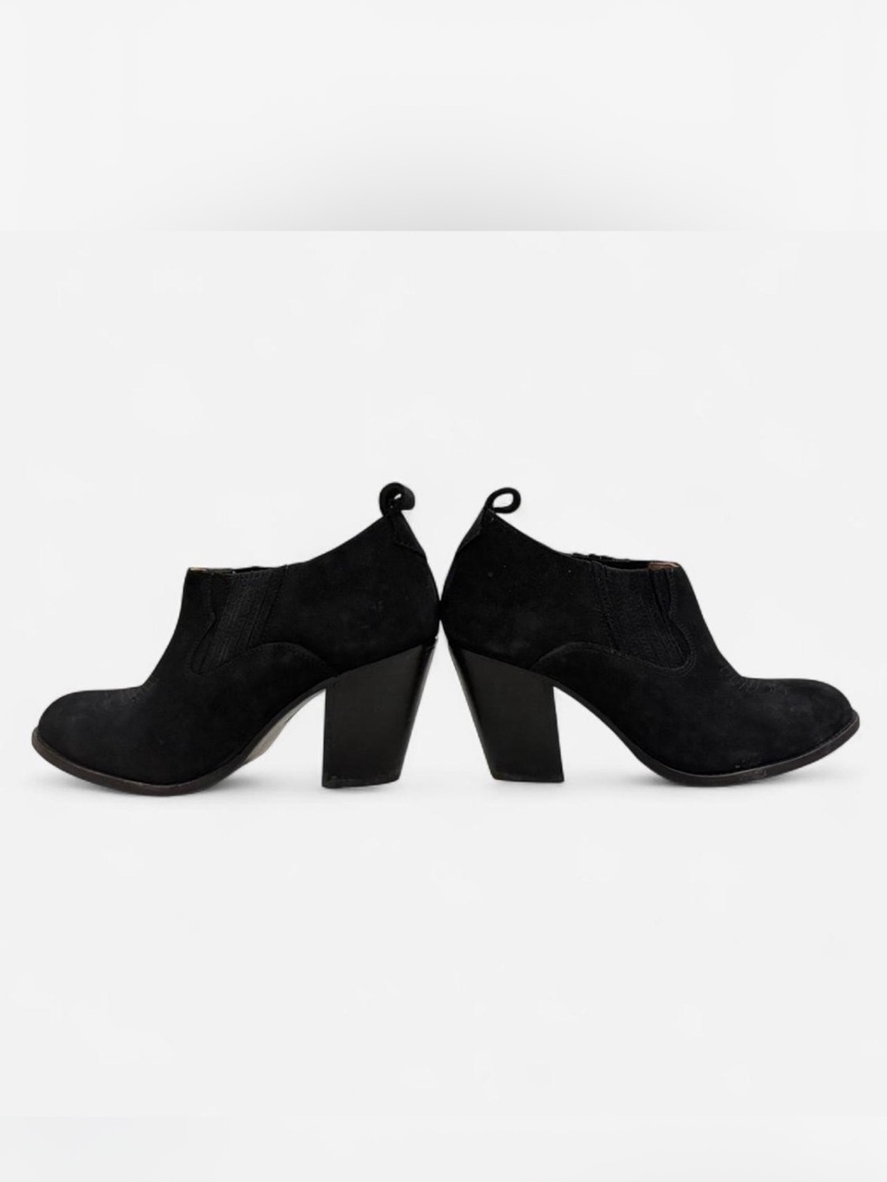 Black Frye Suede Block Heel Ankle Shoes - Women's